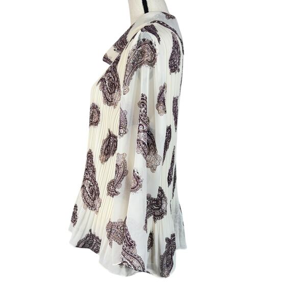 Chico’s Petite SZ 2P (Large) Top Paisley Accordion Pleats Long Sleeves Lined - Picture 8 of 10